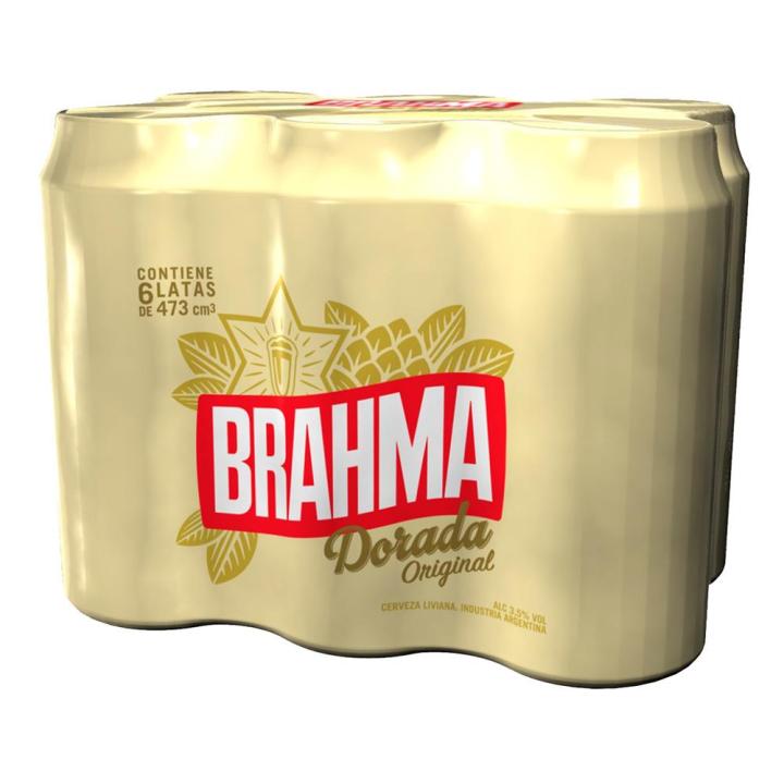 Cerveza Gold Brahma Pack Latas 473 CC 6 Unidades